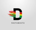 D Letter Logo With Splatter and Rasta Color. Letter D Reggae Royalty Free Stock Photo