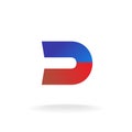 D letter logo template. Blue and red colors magnet concept.