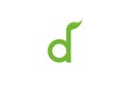 D letter lowercase and leaf logo design template