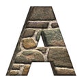 3D Letter A Made of Stones and Concrete