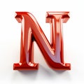 Shiny Red Letter N Rendered With Hyperrealistic Precision
