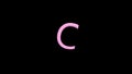 3d letter pink color on a black background with alpha channel. 3d animation with effect it appearance and rotation of the letter C