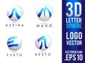3D Letter Sphere Logo Design Vector