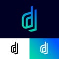 D letters on different backgrounds. Double D monogram consist of gradient elements. Royalty Free Stock Photo