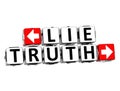 3D Lie Truth Button Click Here Block Text