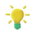 3d Light bulb cartoon vector icon. Concept for idea and creative. Thinking, light bulb icon Royalty Free Stock Photo