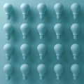 3d light bulbs on cyan background with abstract shade and shadows . 3D render