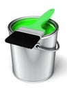 3d light green paint can and paint brush