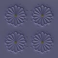 3D light purple tone symmetrical emboss flower