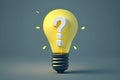 3d lightbulb with question check, concept of 3D printing and Brainstorming, created with Generative AI technology Royalty Free Stock Photo