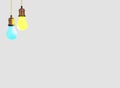 3D lightbulbs, energy power consumption concept.Blue-yellow Ukrainian symbol of country, national patriotic sign for Independence