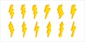 3d Lightning. Isometric Lightning Icons. Flash Of Energy With Thunder. Bolt And Thunderbolt. Electric Power Of Lightening In Storm
