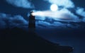 3D lightouse with stormy sea Royalty Free Stock Photo