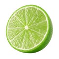 3D of a lime slice vibrant green inside, isolated Royalty Free Stock Photo
