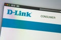 D-Link company website homepage. Close up of DLink logo