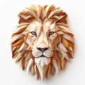 3d Lion Head Cut Paper Logo - Naturalistic Color Palette