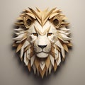 Minimalist 3d Lion Head With Paper Art Markets
