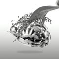 3d liquid metal splash on brain