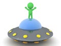 3D Little green man standing on top of UFO Royalty Free Stock Photo