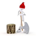 The 3D little man with an axe. Royalty Free Stock Photo