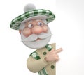 3d little man golfist with a billboard. Royalty Free Stock Photo