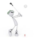 3d little man golfist. Royalty Free Stock Photo