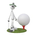 3d little man golfist. Royalty Free Stock Photo