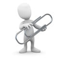 3d Little man has a paperclip Royalty Free Stock Photo