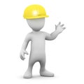 3d Little man wearing a hard hat