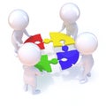 3d Little men solve a puzzle Royalty Free Stock Photo