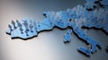 3D little people standing on the map of Europe. 3D illustration