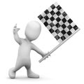 3d Little person checkered flag Royalty Free Stock Photo