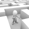 3d Little person lost in the maze Royalty Free Stock Photo