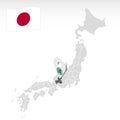 Location of Prefecture Gifu on map Japan. 3d Gifu location mark. Quality map with regions of Japan