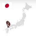 Location of Prefecture Yamaguchi on map Japan. 3d Yamaguchi location mark. Quality map with regions of Japan for your web site de