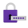 3D lock secure icon, authentication render password concept, secret personal data protection.