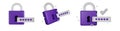 3D lock secure icon set, password authentication render concept, secret personal data protection.
