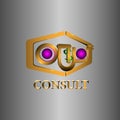 3D logo for consulting company with gold and letter design