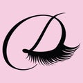 D logo monogram, closed eye with long lashes