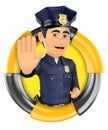3D Logo. Policeman ordering to stop with hand Royalty Free Stock Photo