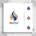 3d Logo Vector Modern Design With Colorful Style Concept, Illustration Of Blue Fire Element Gas For Digital Creative Template
