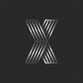 3d logo X letter creative monogram, creative typography design element, business card emblem, metallic gradient intersection thin