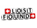 3D Lost Found Button Click Here Block Text Royalty Free Stock Photo