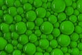 3d lots of green shiny bubbles