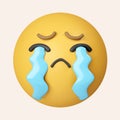 3d Loudly crying face icon. Yellow emoji with his mouth open, tears streaming from his closed eyes. icon isolated on Royalty Free Stock Photo