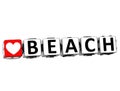 3D Love Beach Button Click Here Block Text