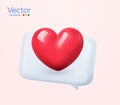 3d love chat box icon with a floating heart on it, isolated on background 3d rendered heart emoticon for livestream
