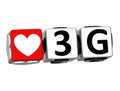 3D Love 3G Button Click Here Block Text