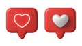 3d love like heart icon social media notification pin isolated over white background Royalty Free Stock Photo