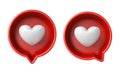 3d love like heart social media notification icon isolated on white background minimal concept Royalty Free Stock Photo